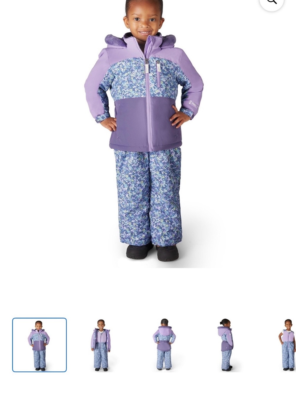 Kids Purple Floral Snow Suit Jacket & Pants